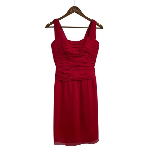 Andrea Polizzi For Rex Lester Red Silk Dress Size 8 Sleeveless USA Vintage - Picture 1 of 10